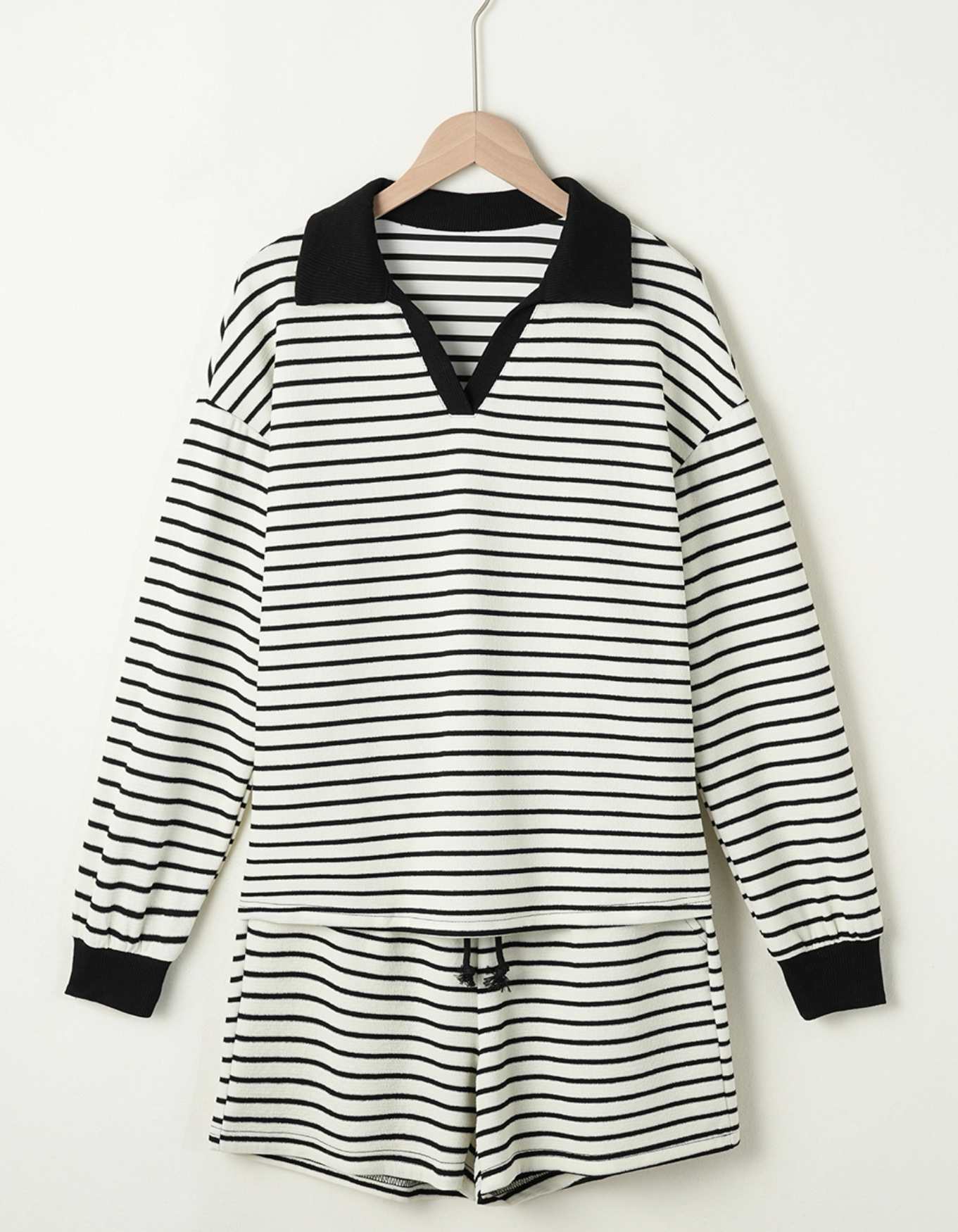 Stripe Colored Long Sleeve Short Set