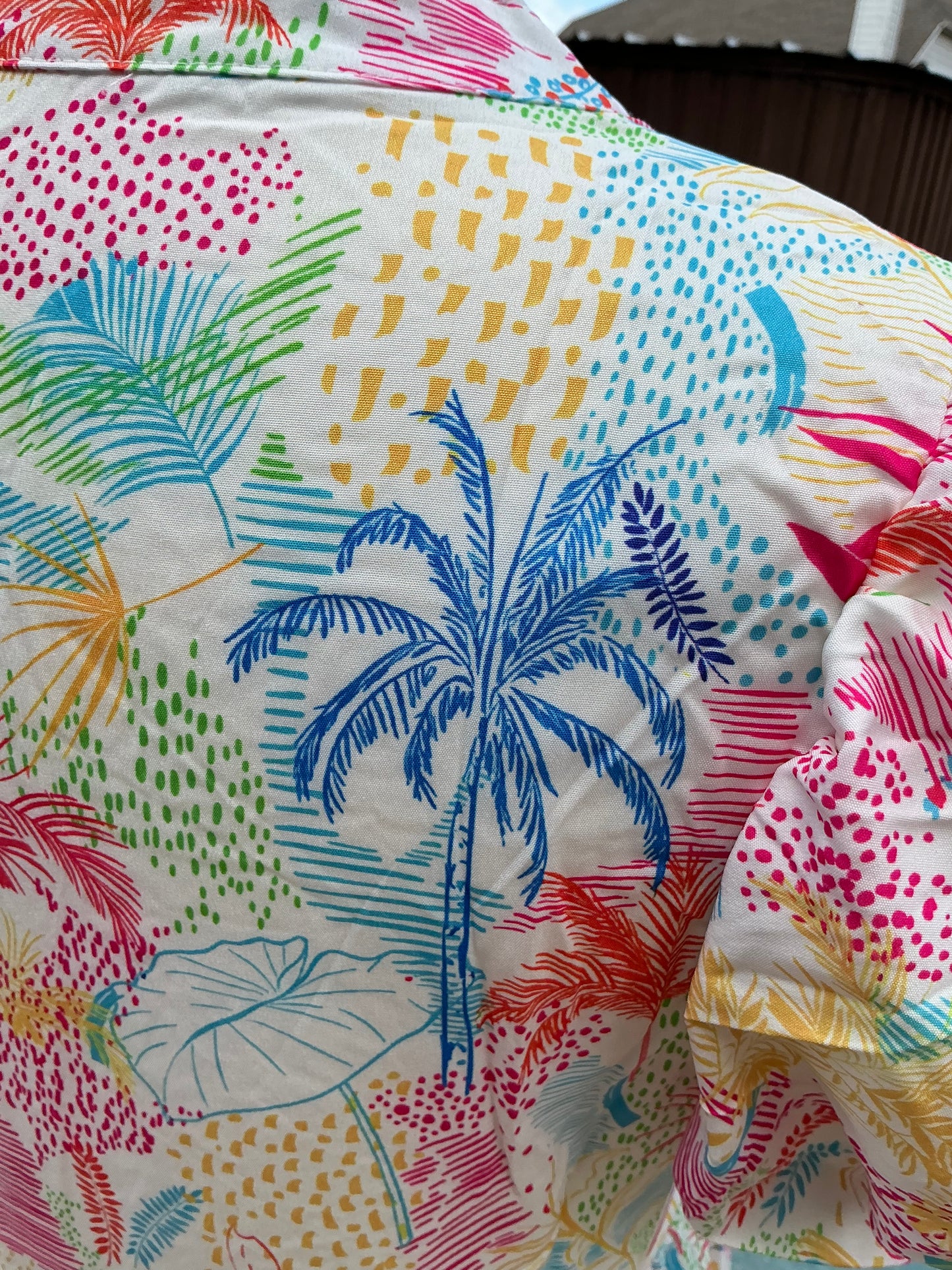 Tropical Breeze Puff Sleeve Tiered Dress