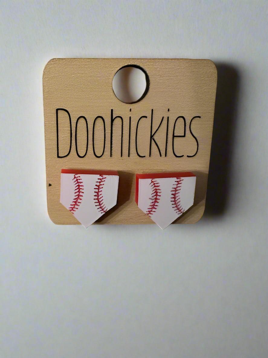 Home plate baseball earrings