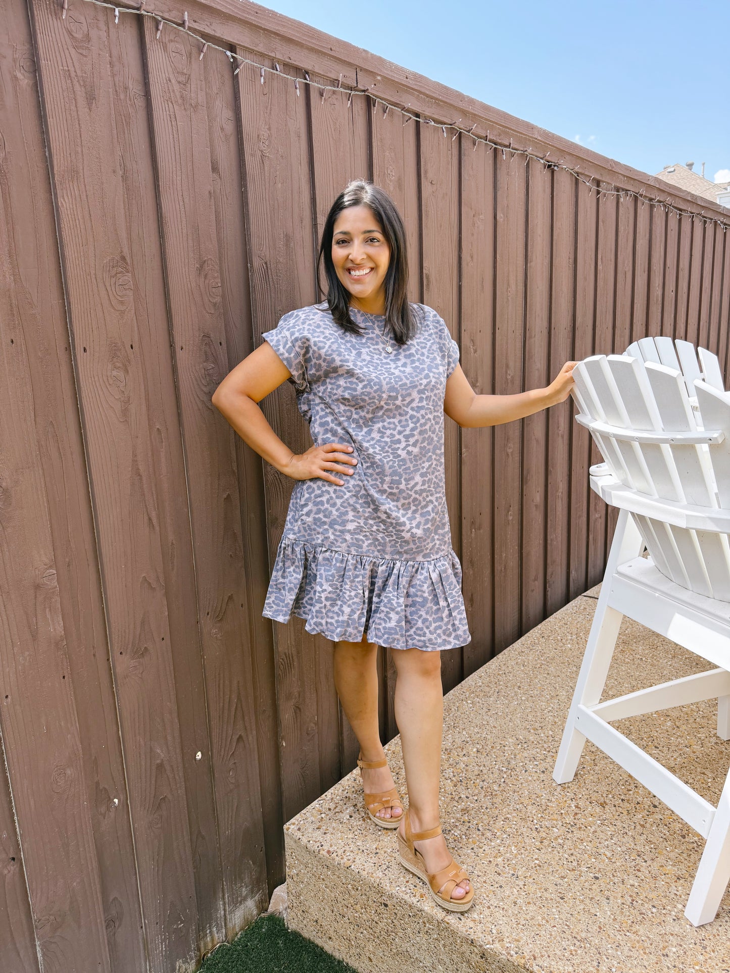LEOPARD PRINT MINI DRESS WITH POCKETS