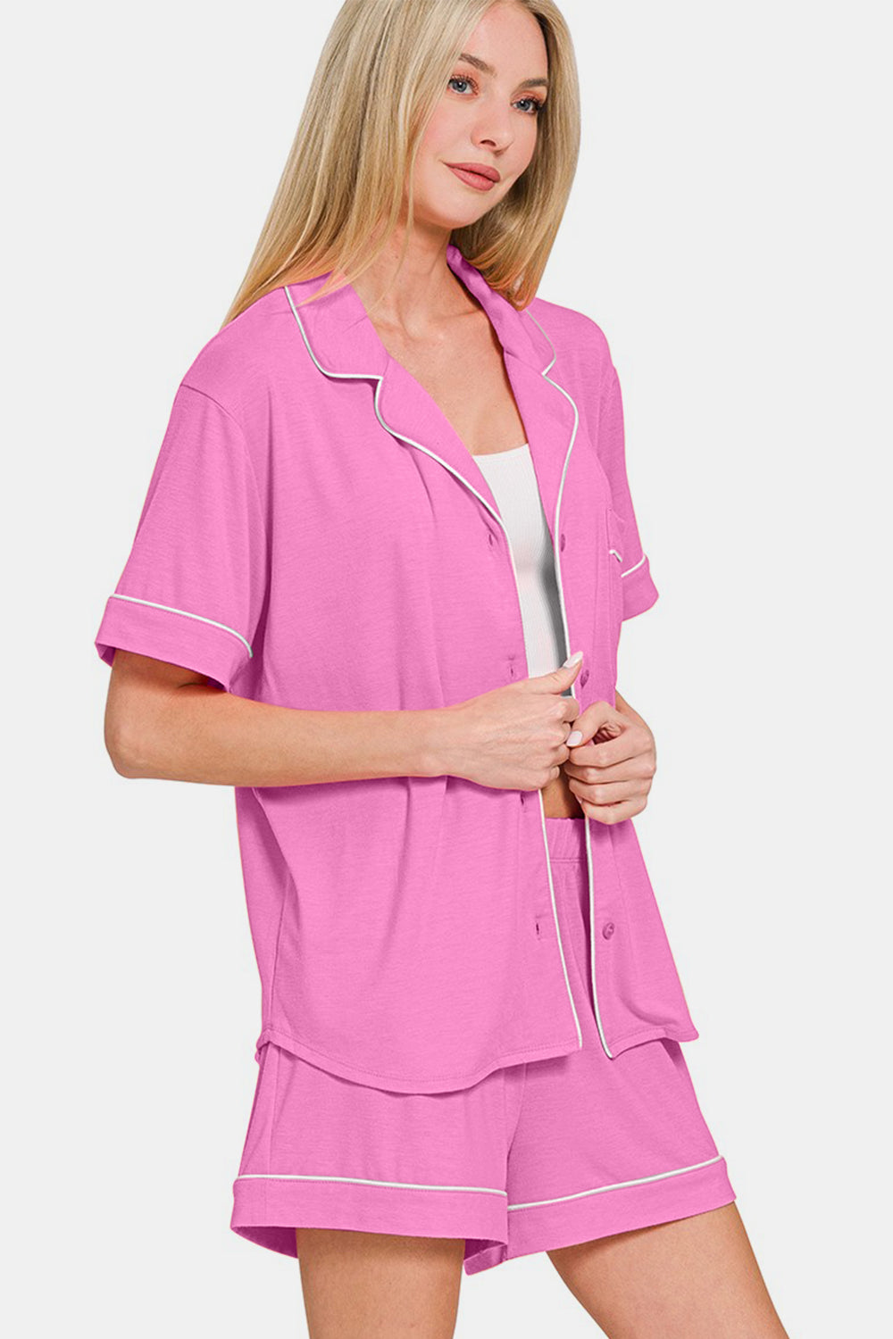 Zenana Mauve Short Sleeve Top and Shorts Lounge Set