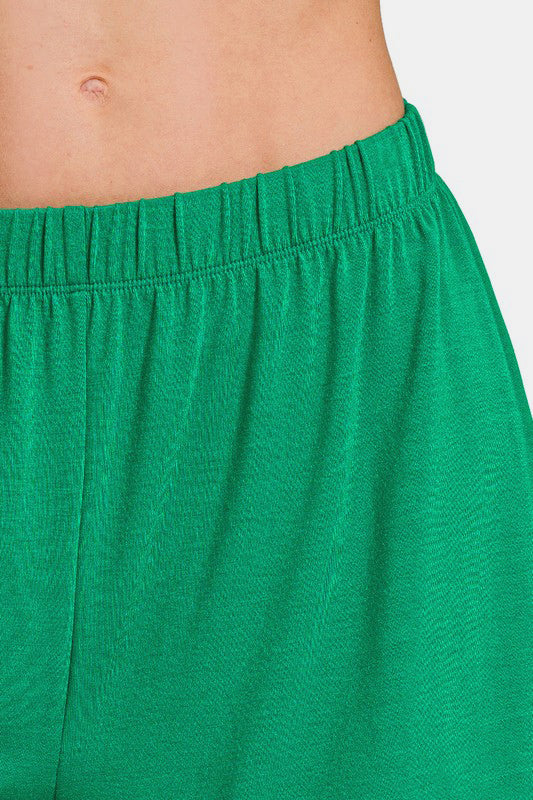 Zenana Green Short Sleeve Top and Shorts Lounge Set