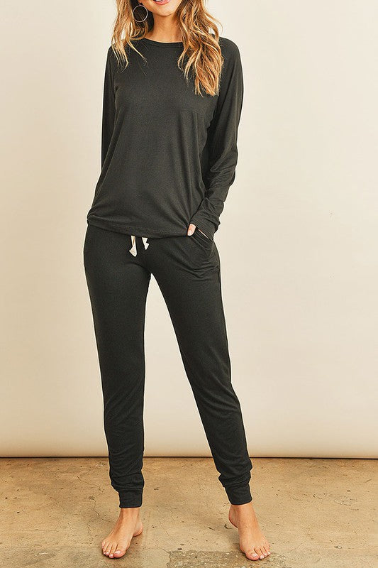 Long Sleeve Black Jogger set