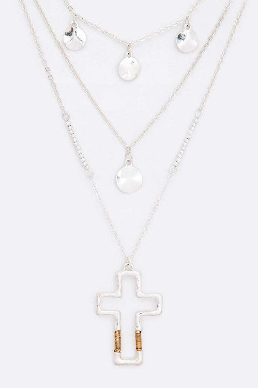 3 Layer Cross Pendant Necklace