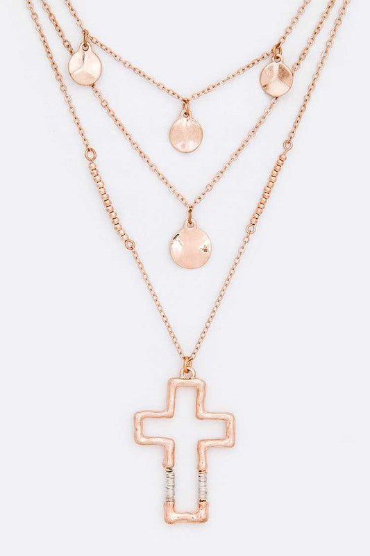 3 Layer Cross Pendant Necklace