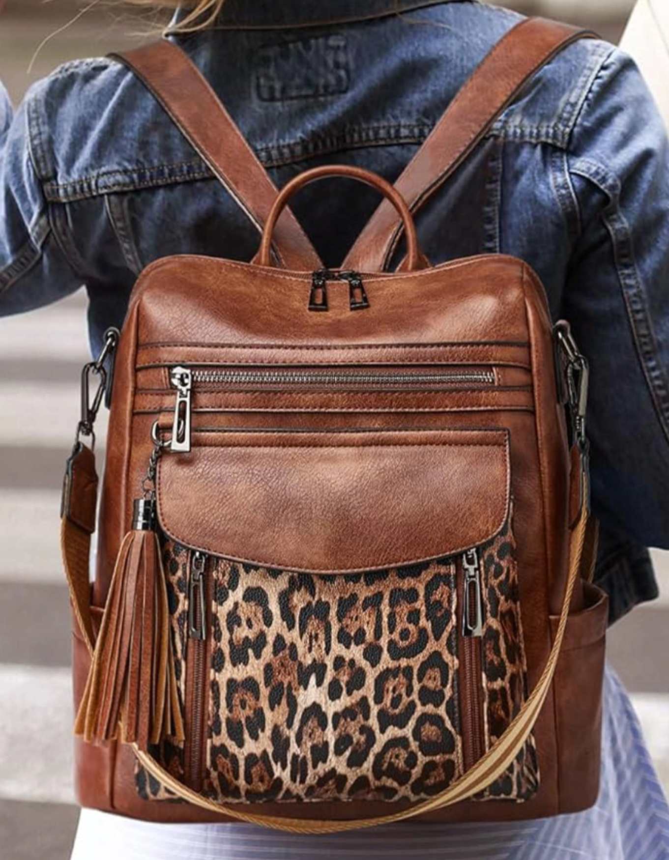 Leaopard Pu Backpack