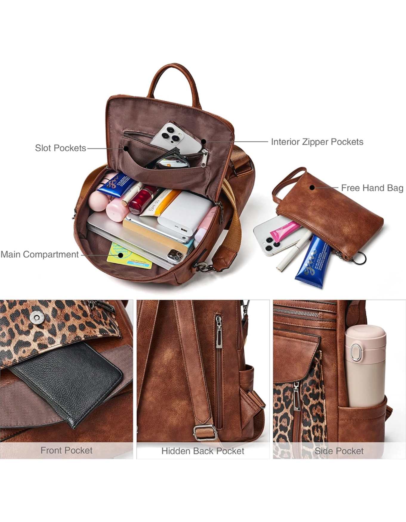 Leaopard Pu Backpack