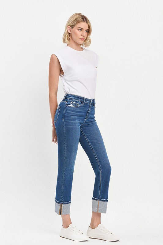 High Rise Cuffed Slimming Jeans