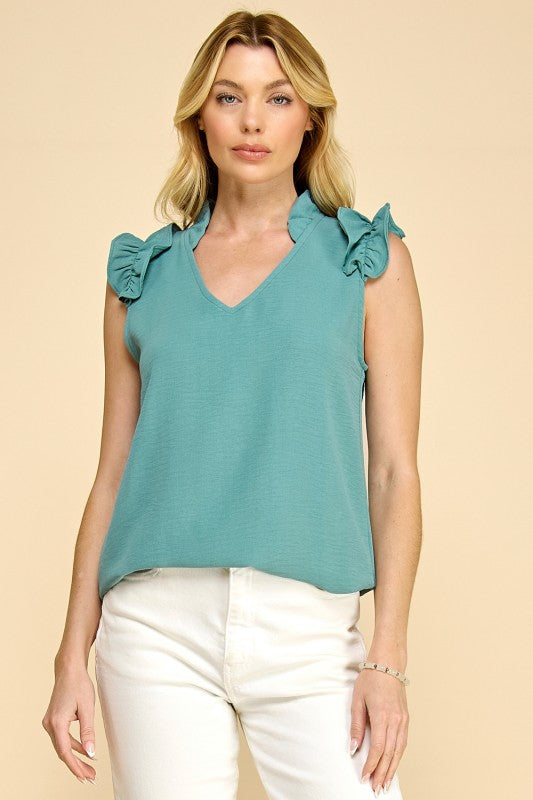 Maddison V-Neck Ruffled Sleeves