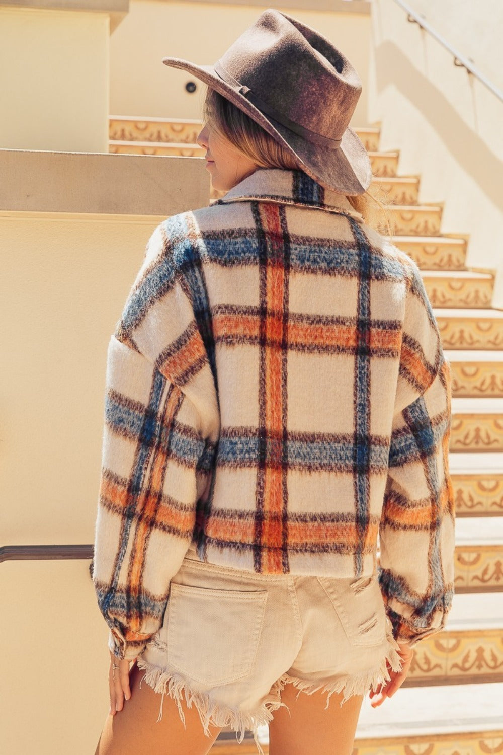 BiBi Plaid Crop Jacket