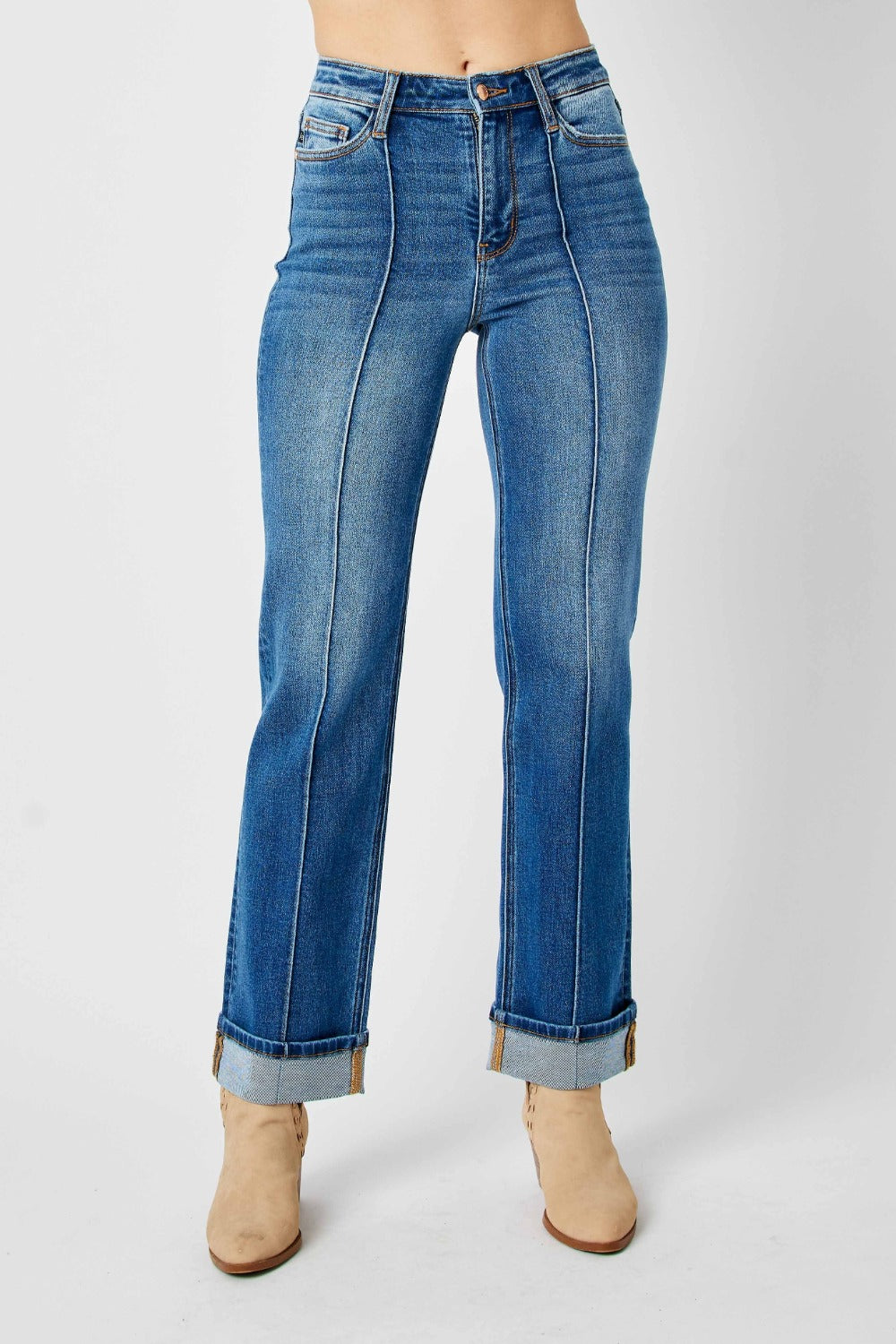 Judy Blue  High Waist Front Seam Detail Straight Jeans