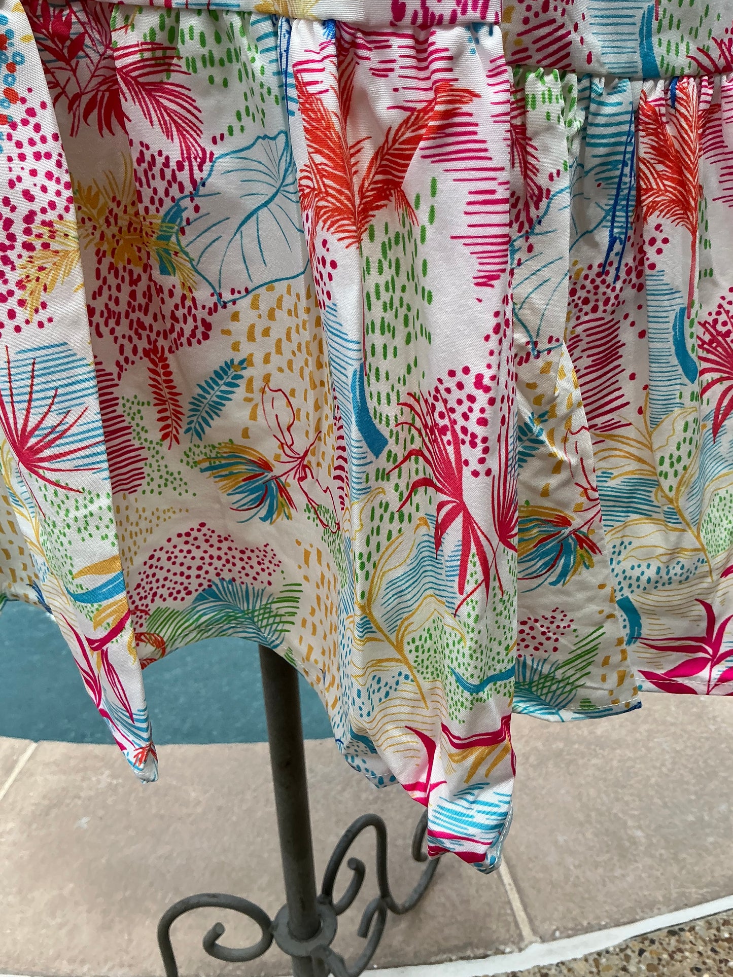 Tropical Breeze Puff Sleeve Tiered Dress
