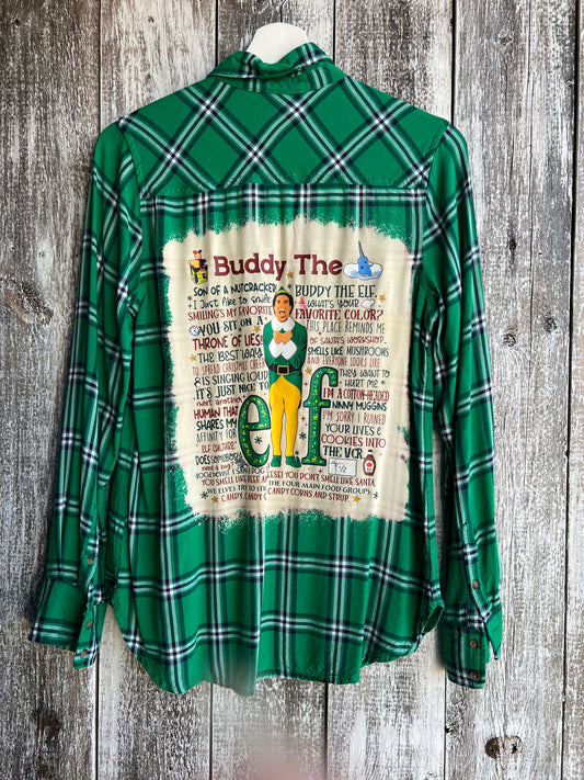 Elf Plaid Print Long Sleeve Shirt