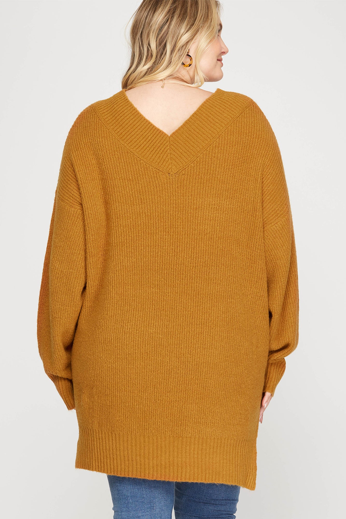 V-neck Rib Knit Sweater Top