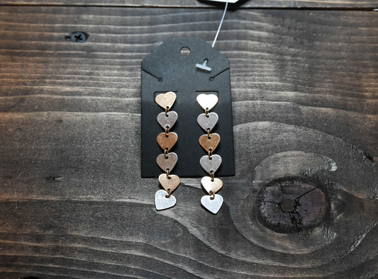 Gold and Silver Hearts Earrings