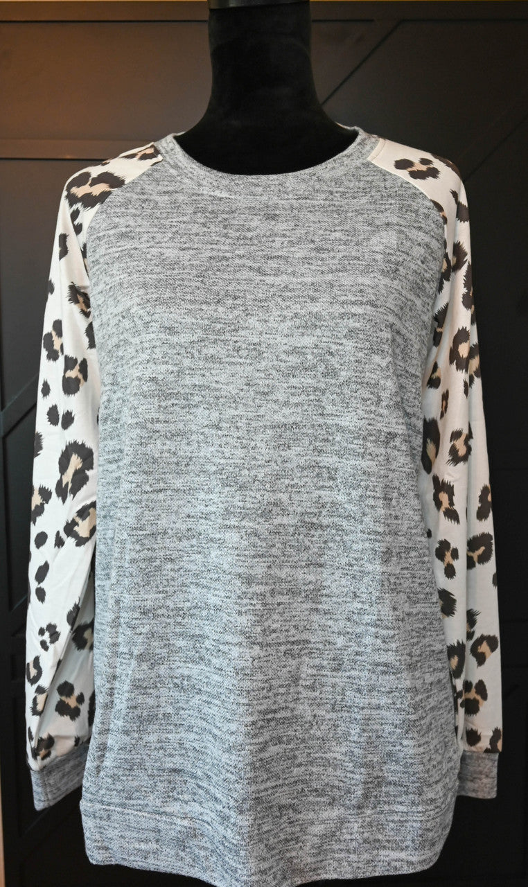 Leopard Sleeve LS Tee