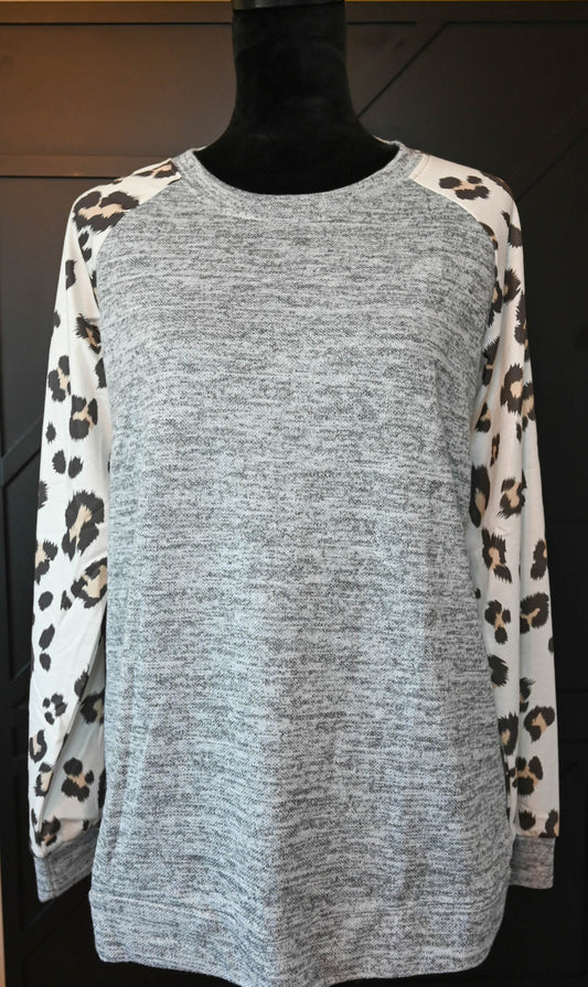 Leopard Sleeve LS Tee