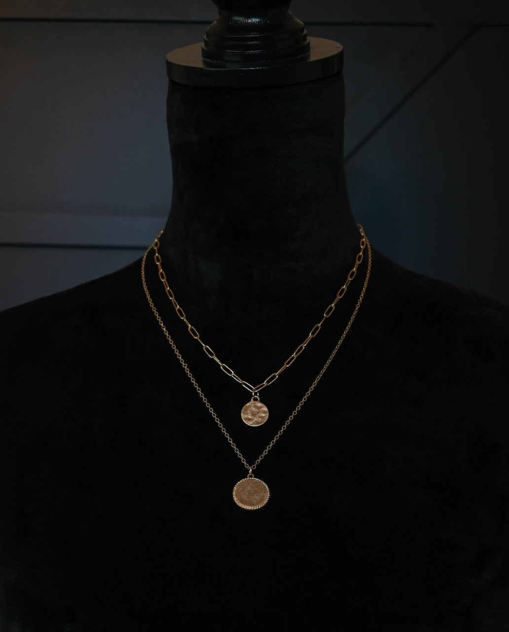 2 Tiered Medallion Gold Necklace