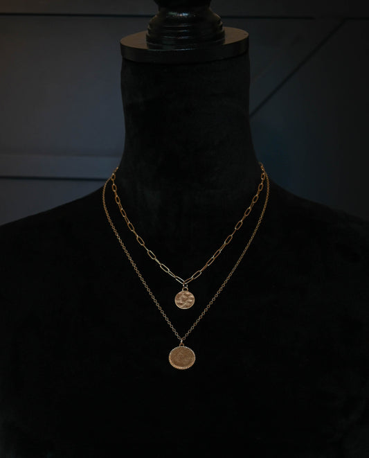 2 Tiered Medallion Gold Necklace