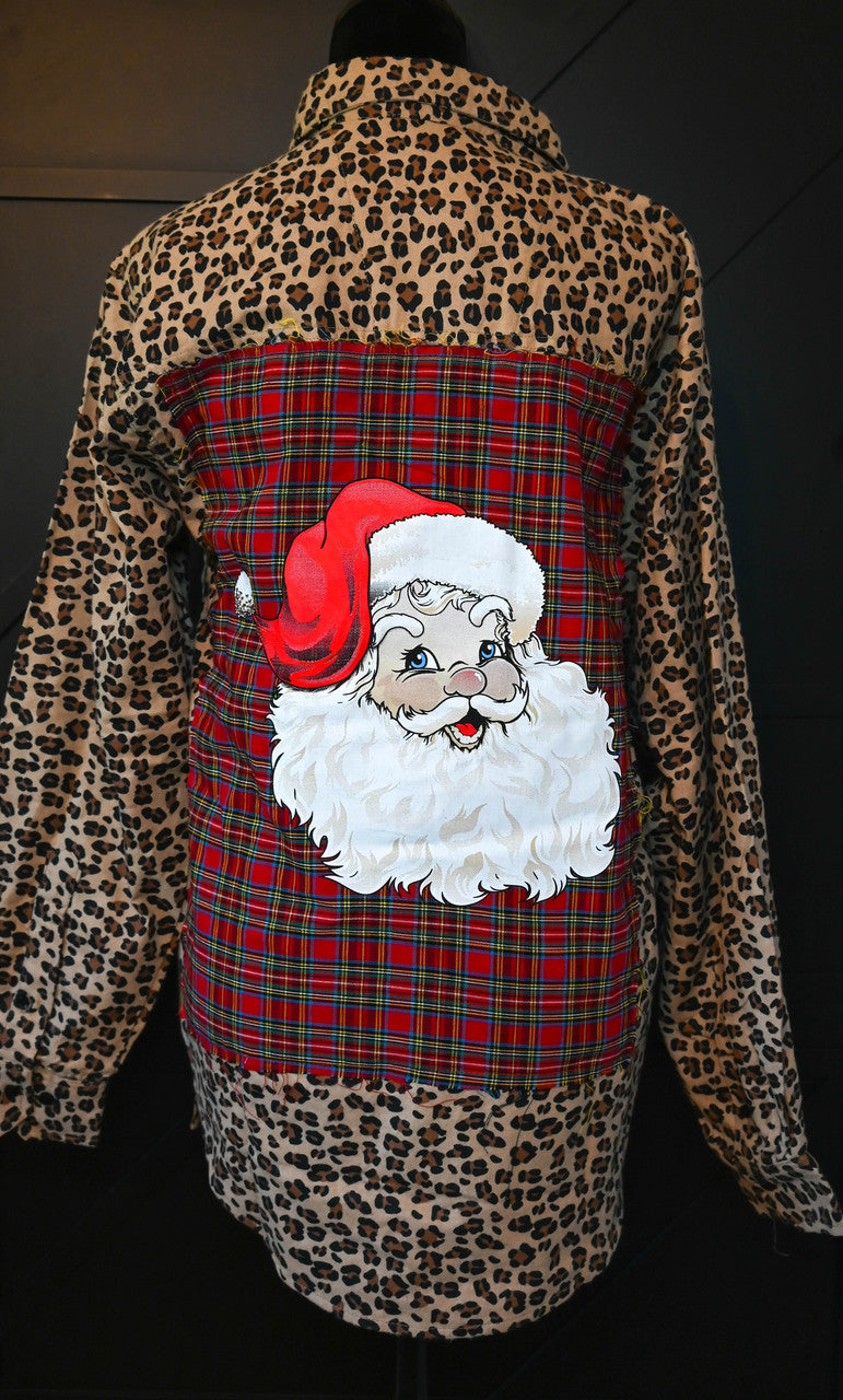 Leopard Flannel with Santa Patch