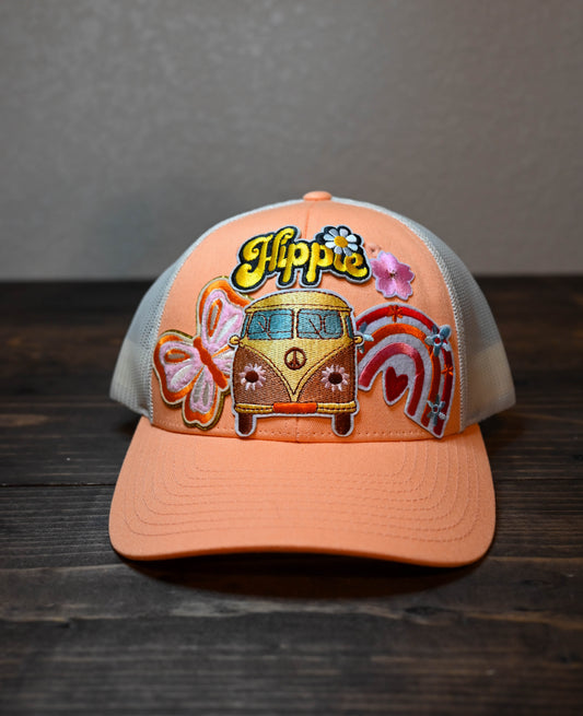 Orange Vintage Hippie Trucker Hat