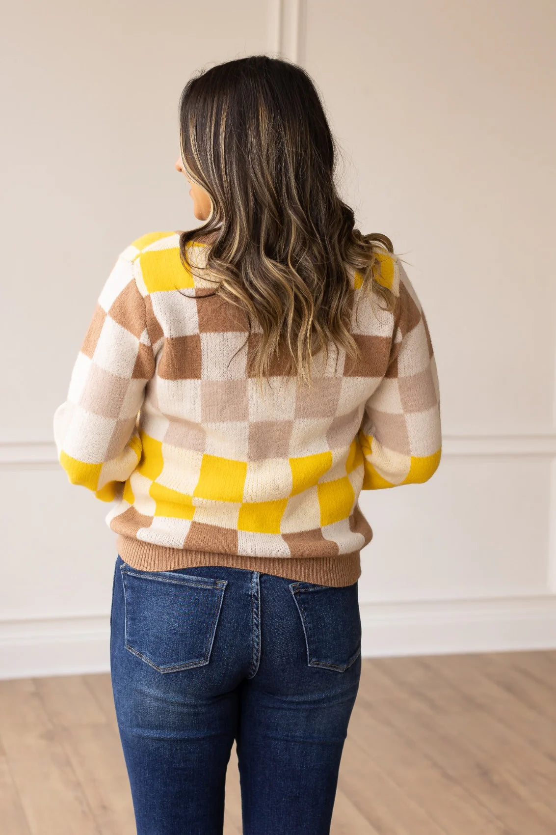 Brown Checkered Sweater