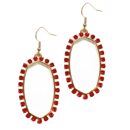 Crystal Box Earrings in Red