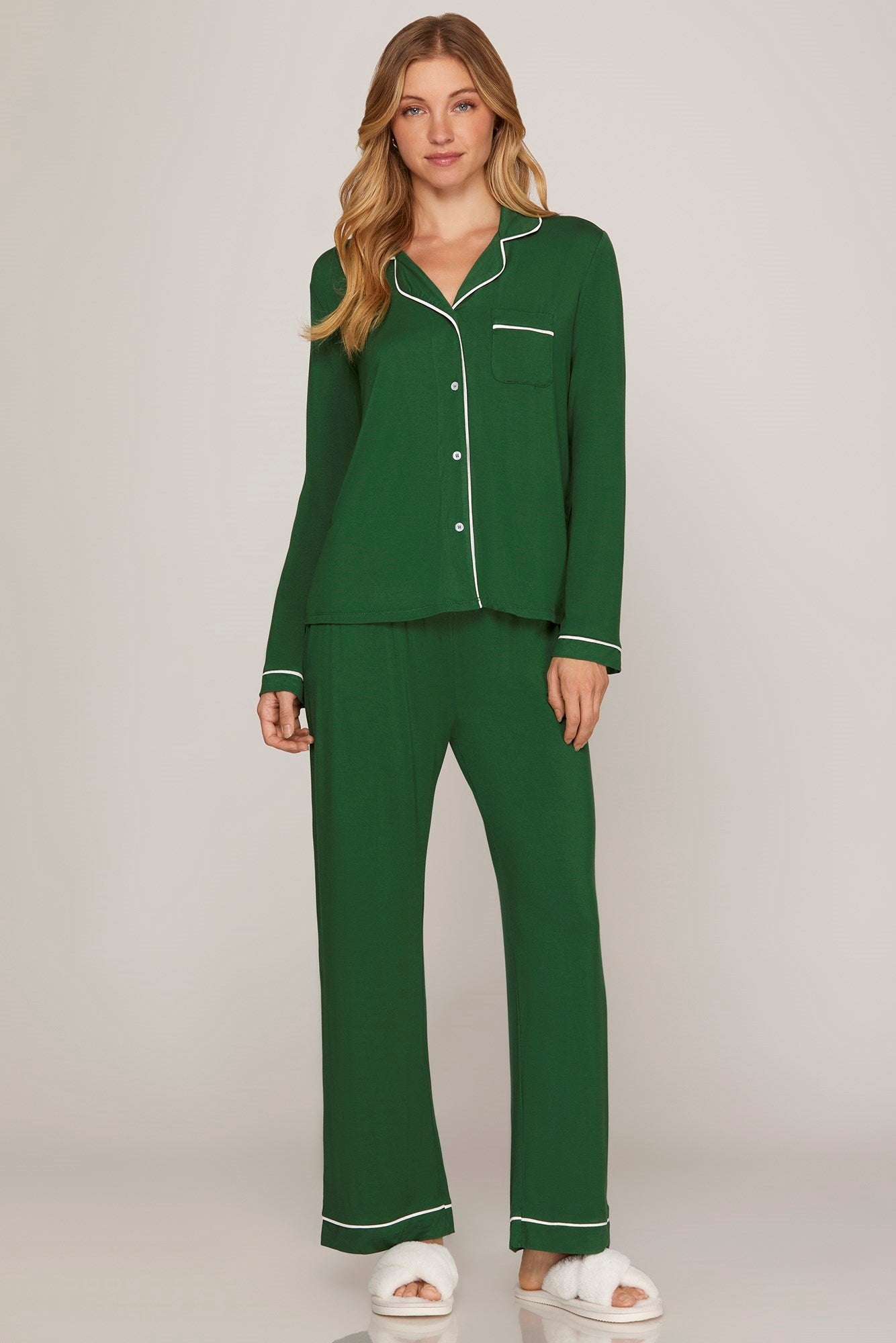 Stretch Knit Long Sleeve Pajama Set