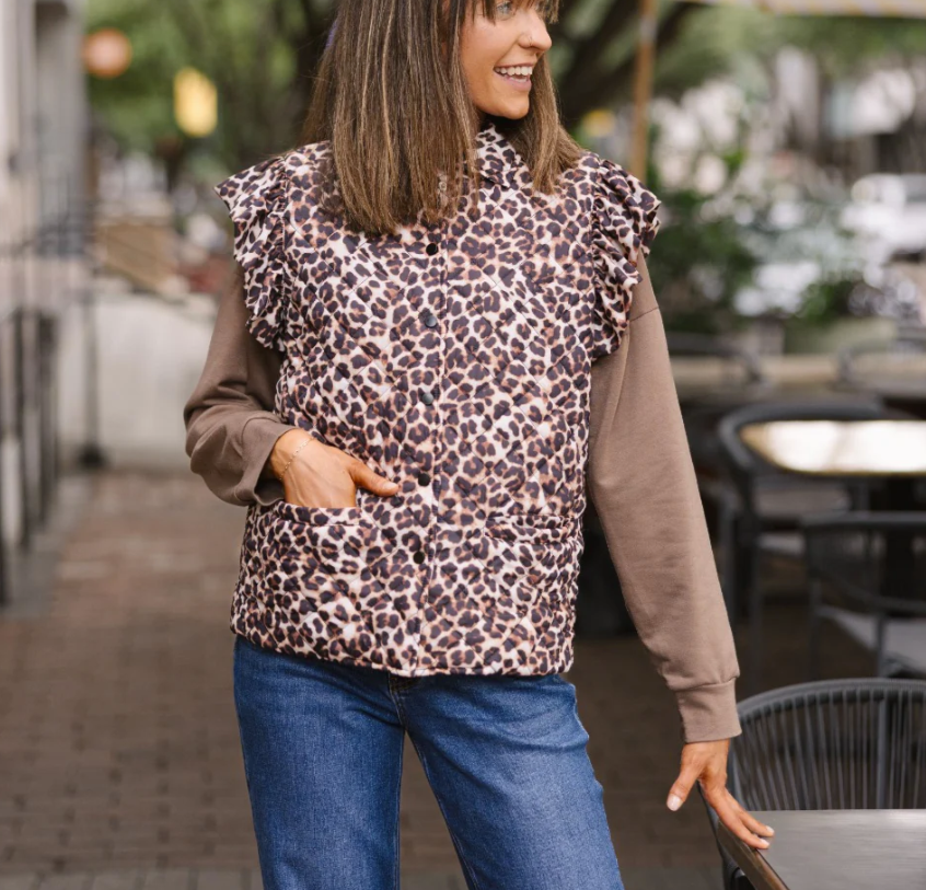 Leopard Quilted Puffer Vest