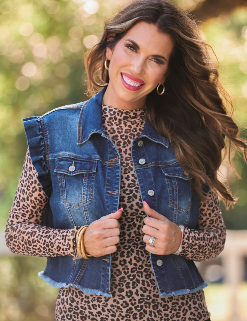 Denim Ruffle Vest