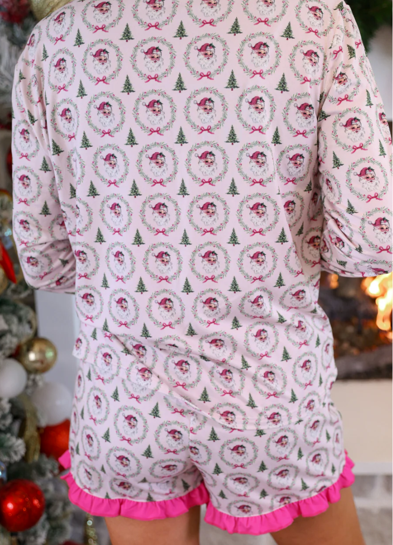 Vintage Santa 2 Piece Pajama Short Set