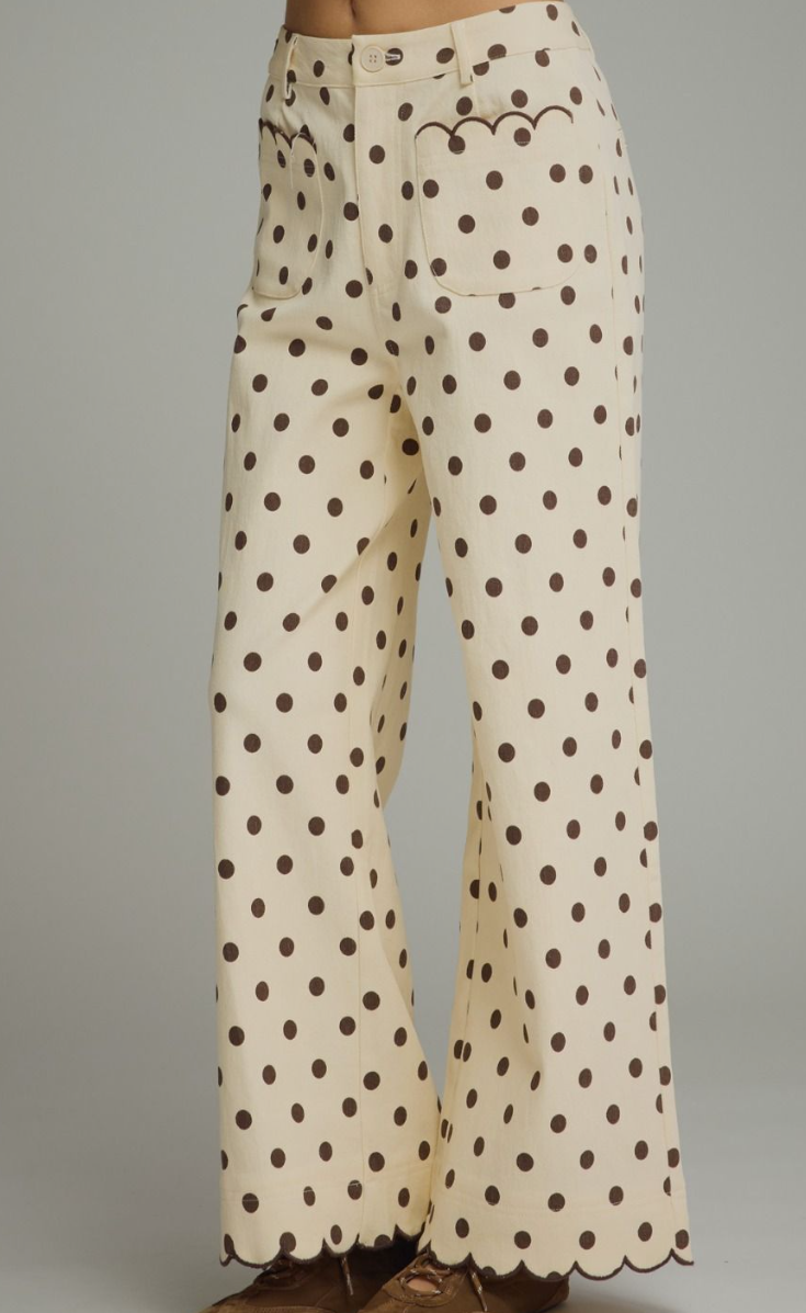 Polka Dot Button-Front Jeans