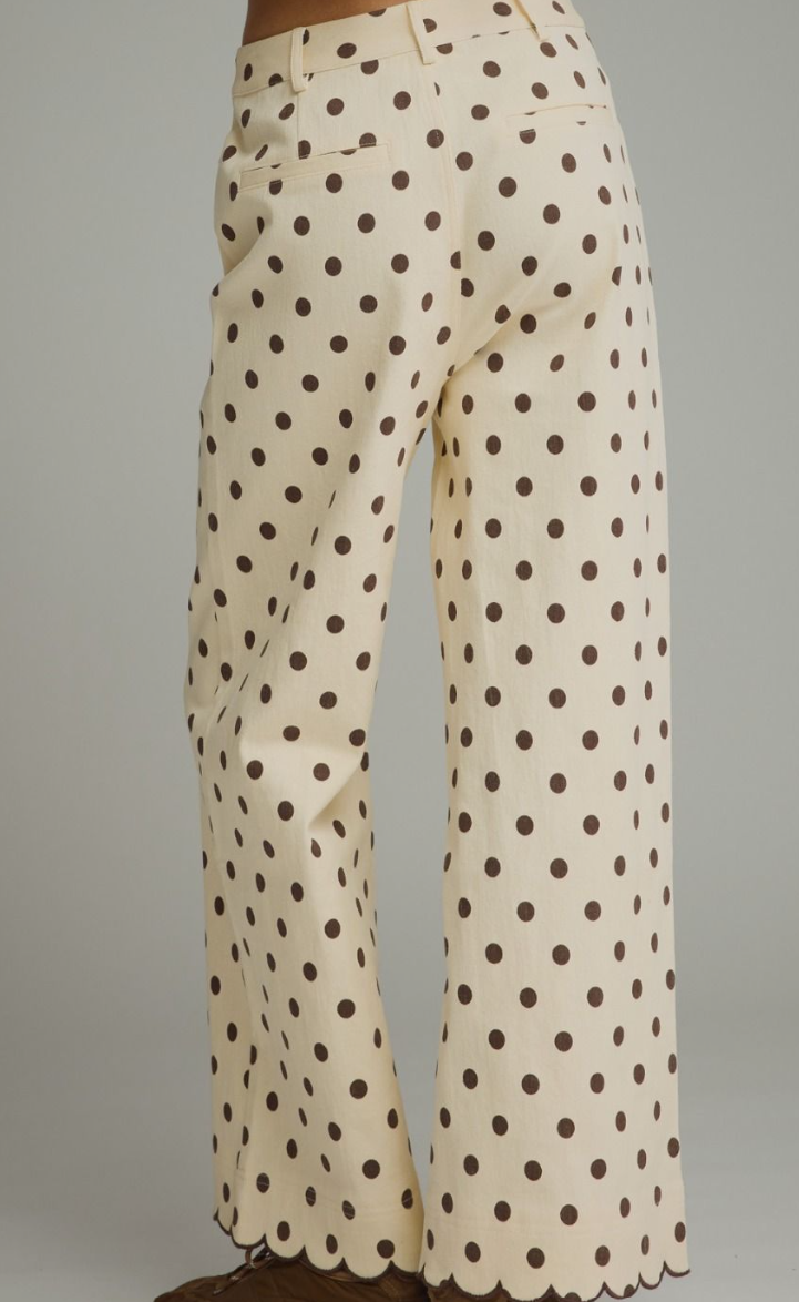 Polka Dot Button-Front Jeans