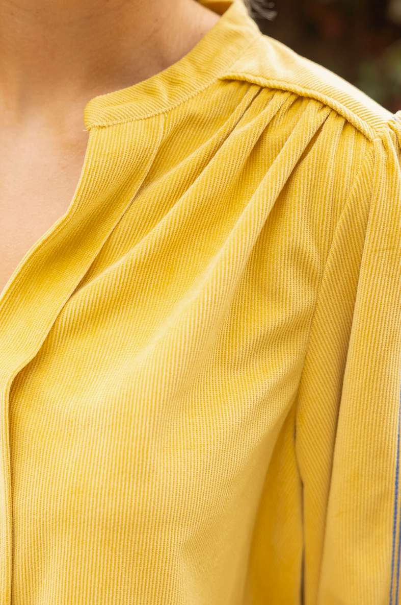 Embroidered Smock Detailed Corduroy Top