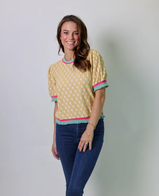 Mustard Geo Textured Top