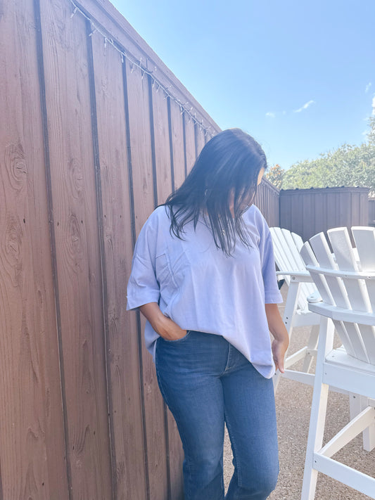 HALF SLEEVE V NECK KNIT TOP WITH RAW HEM
