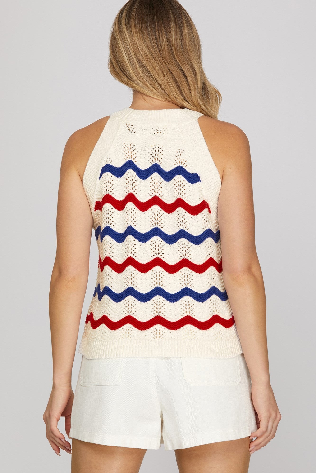Patriotic Sleeveless Striped Top