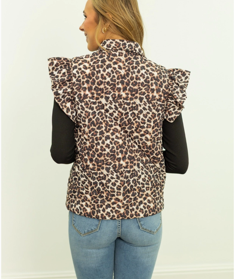 Leopard Quilted Puffer Vest