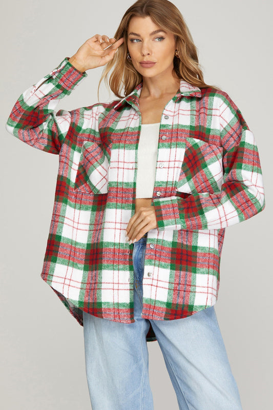 Red and Green Plaid Shacket