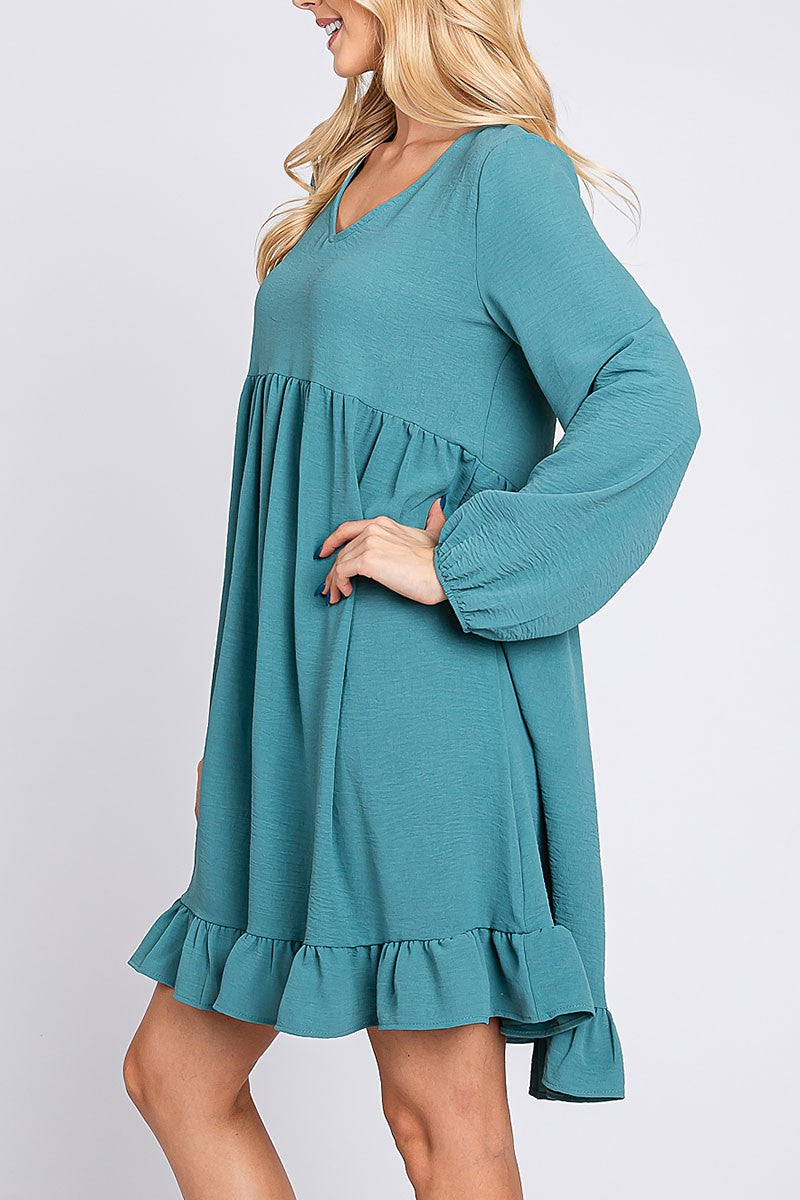 Long Sleeve V-neck Emperor Dress