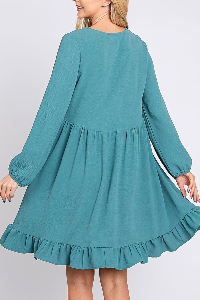 Long Sleeve V-neck Emperor Dress