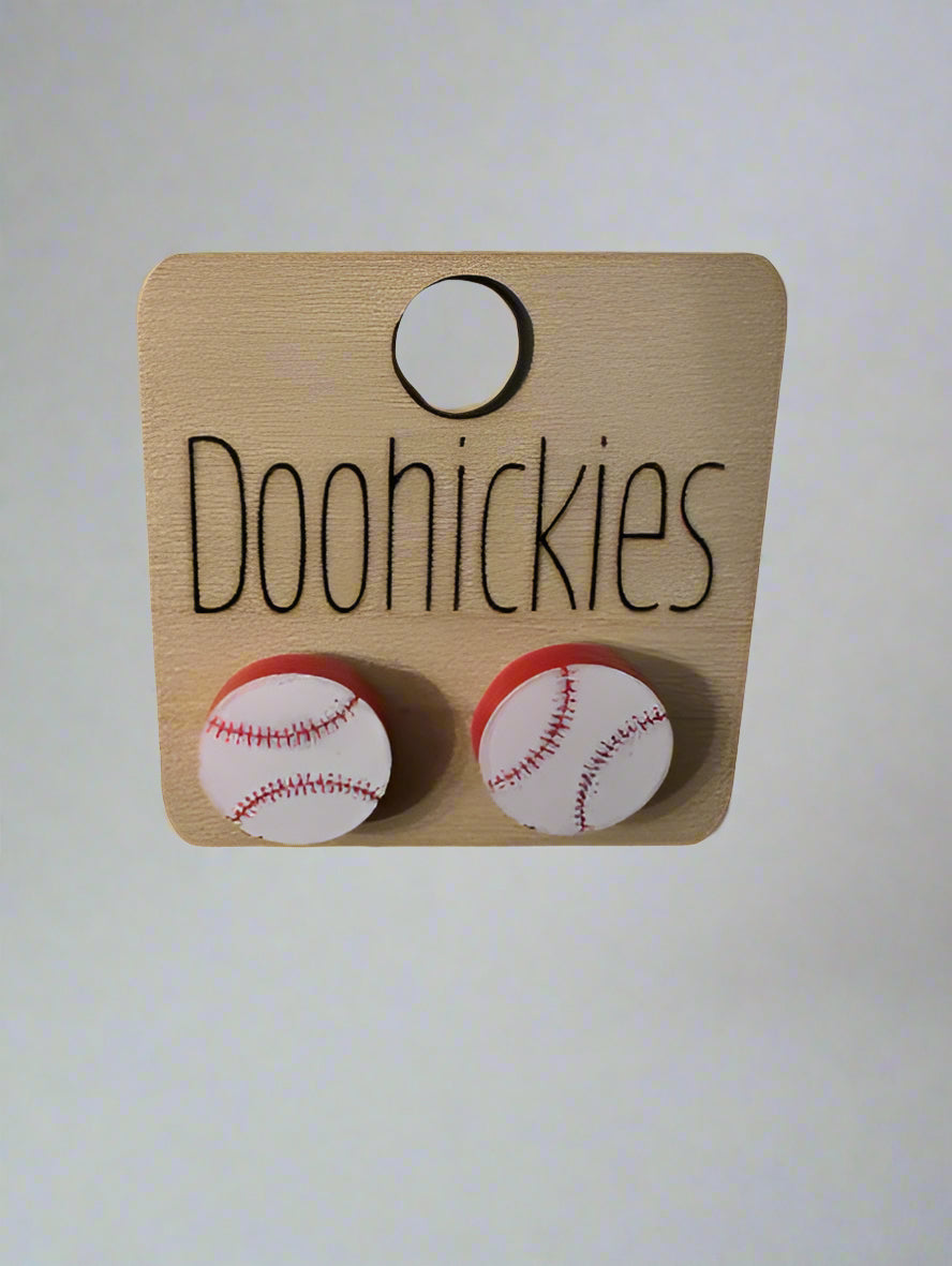 Baseball Round Earrings